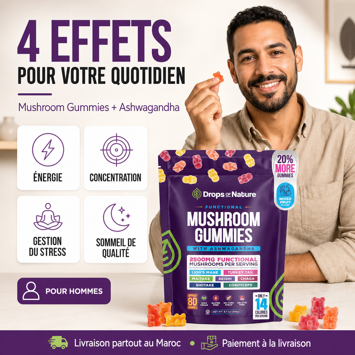Mushroom Gummies : ÉNERGIE,FOCUS ET VOTRE VITALITÉ MASCULINE