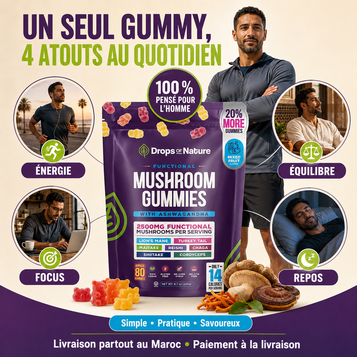 Mushroom Gummies : ÉNERGIE,FOCUS ET VOTRE VITALITÉ MASCULINE