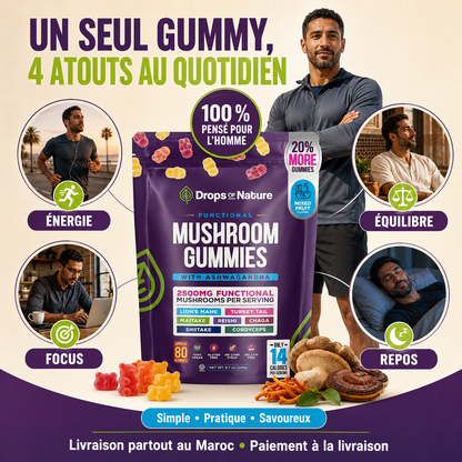 Mushroom Gummies : ÉNERGIE,FOCUS ET VOTRE VITALITÉ MASCULINE